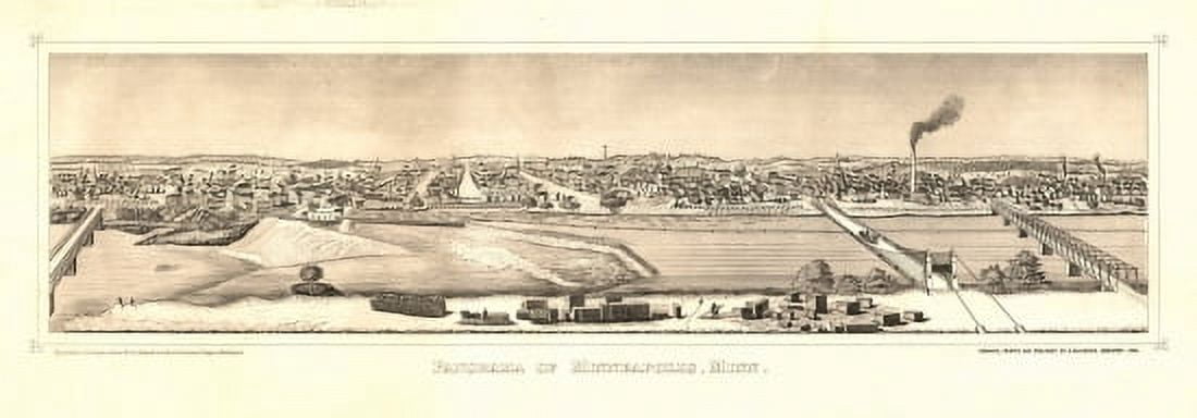 Vintage Map of Minneapolis Minnesota 1873 Anoka County Canvas Art -  (36 x 54)
