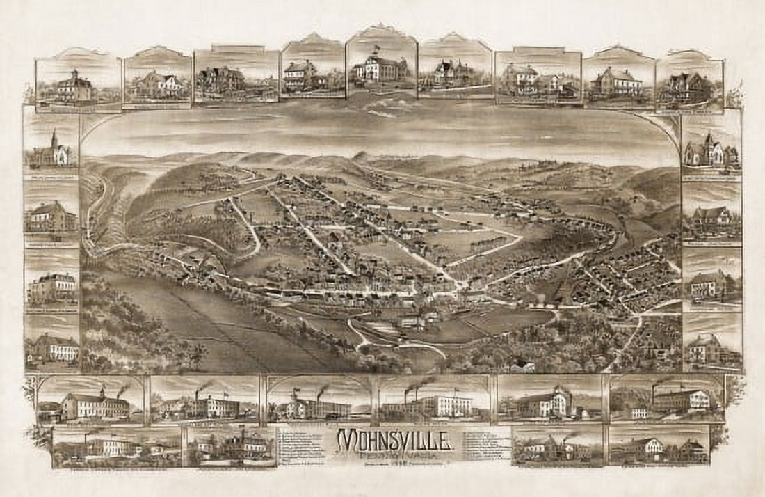 Vintage Map of Mohnsville Pennsylvania 1898 County Canvas Art - (24 x 36)