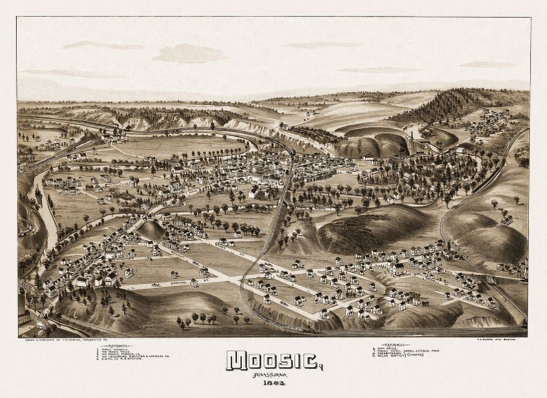 Vintage Map of Moosic Pennsylvania 1892 Lackawanna County Canvas Art - (24 x 36)