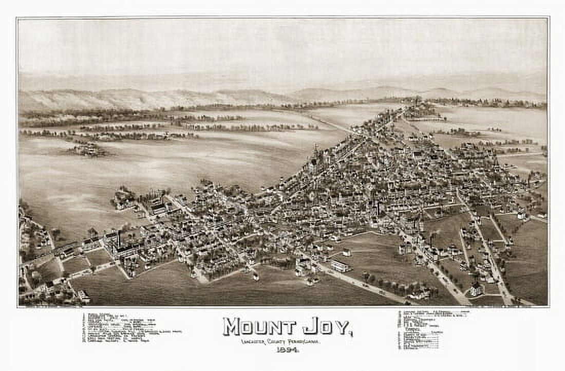 Vintage Map of Mount Joy Pennsylvania 1894 Lancaster County Canvas Art - (18 x 24)