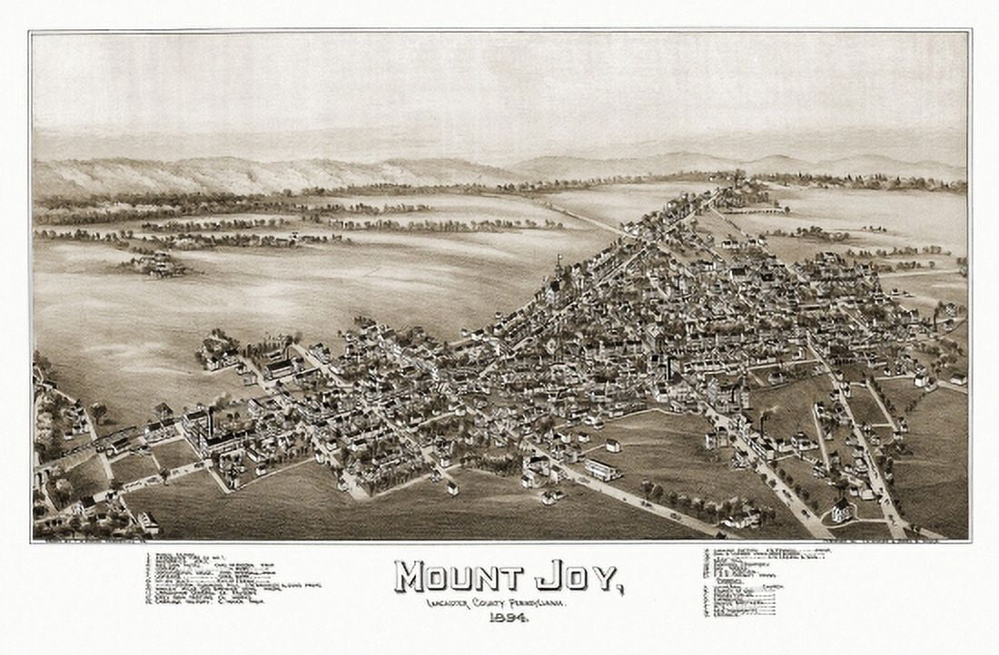 Vintage Map of Mount Joy Pennsylvania 1894 Lancaster County Canvas Art - (36 x 54)