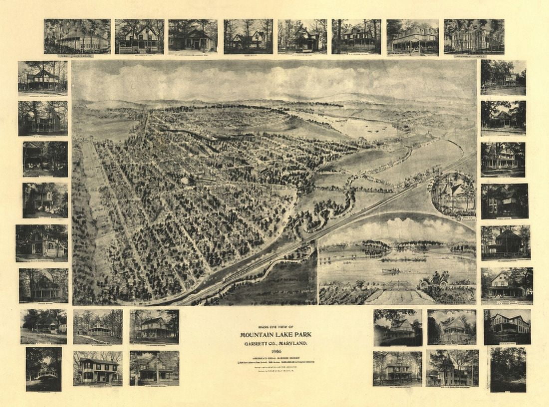 Vintage Map of Mountain Lake Park Maryland 1906 Garrett County Canvas Art - (24 x 36)