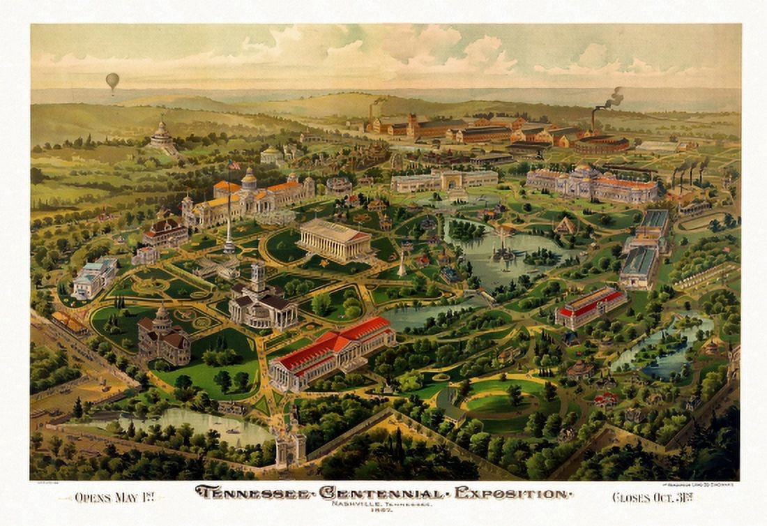 Vintage Map of Nashville Tennessee 1897 Davidson County Canvas Art - (36 x 54)