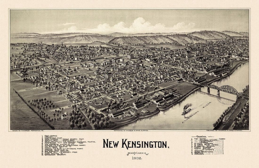 Vintage Map of New Kensington Pennsylvania 1902 Westmoreland County Canvas Art - (18 x 24)