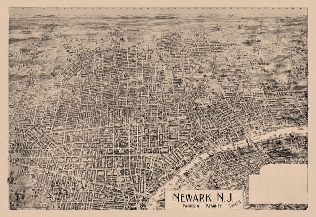 Vintage Map of Newark New Jersey 1895 Essex County Canvas Art - (18 x 24)