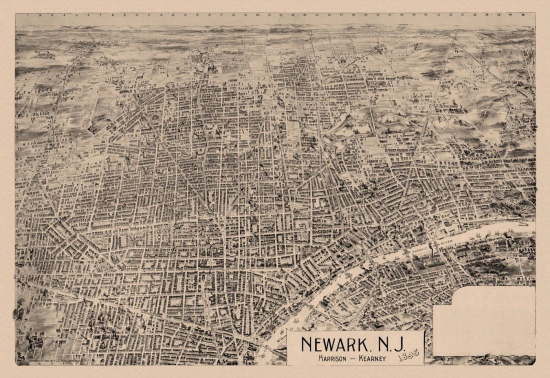Vintage Map of Newark New Jersey 1895 Essex County Canvas Art - (36 x 54)
