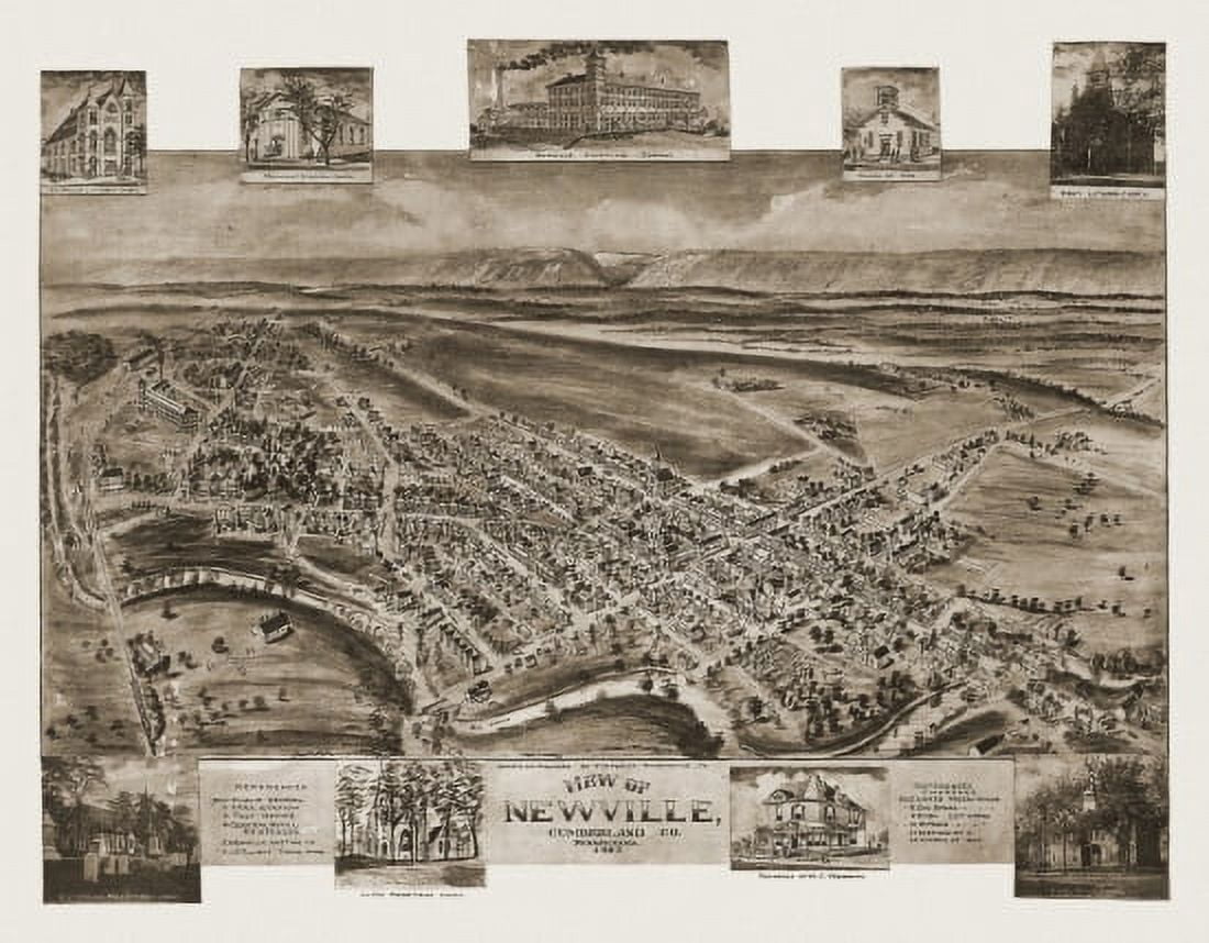 Vintage Map of Newville Pennsylvania 1903 Cumberland County Canvas Art - (24 x 36)