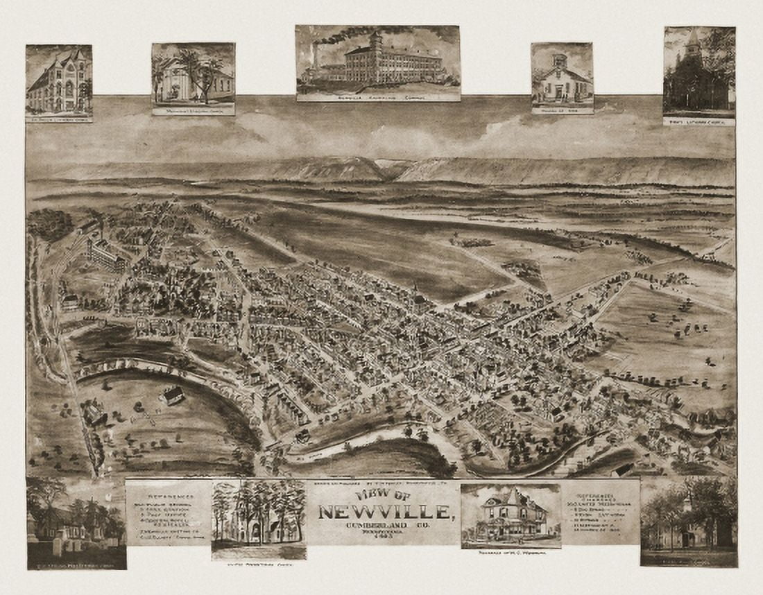 Vintage Map of Newville Pennsylvania 1903 Cumberland County Canvas Art - (36 x 54)