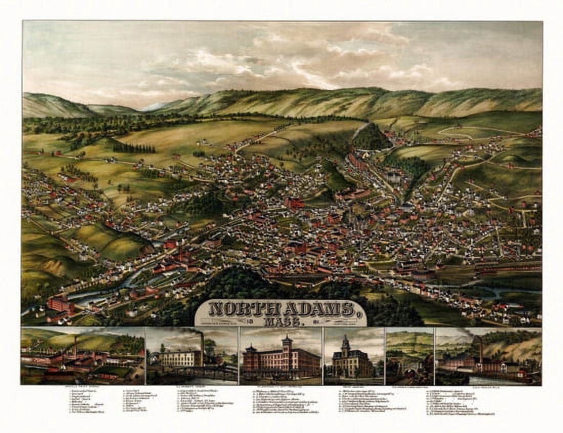 Vintage Map of North Adams Massachusetts 1881 Berkshire County Canvas Art - (36 x 54)