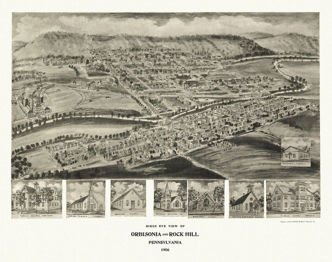 Vintage Map of Orbisonia Pennsylvania 1906 Huntingdon County Canvas Art - (36 x 54)
