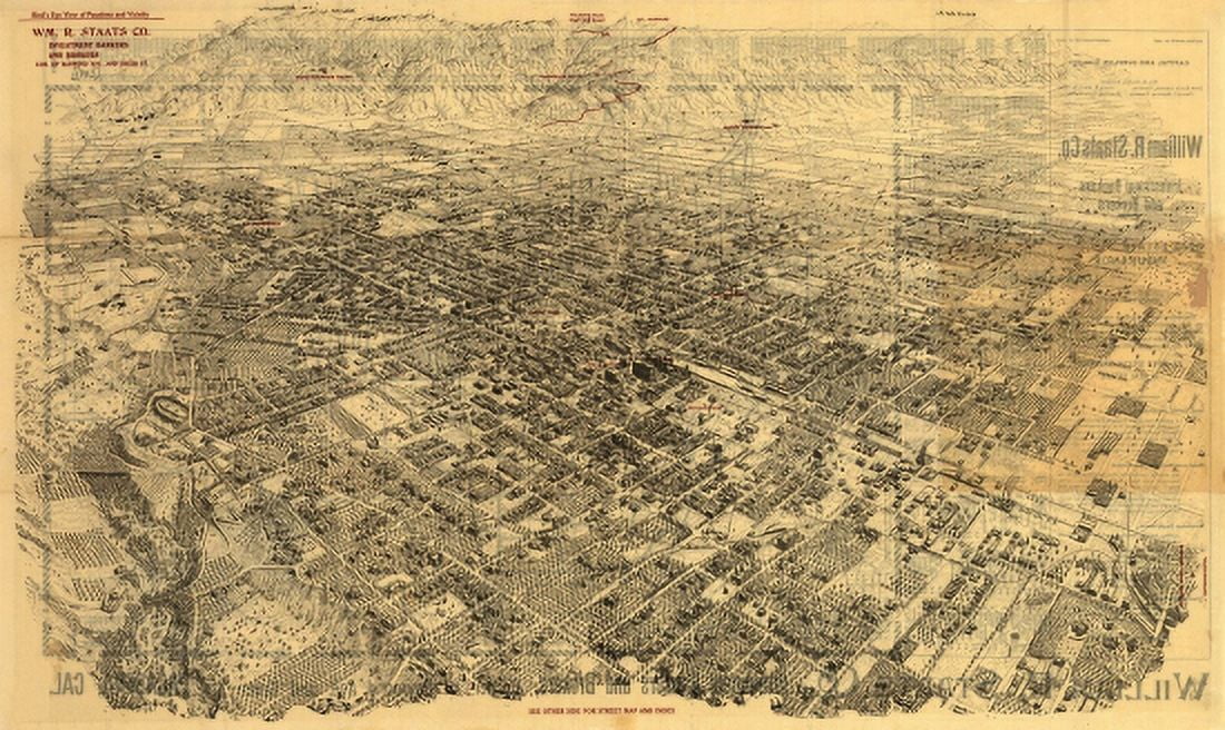 Vintage Map of Pasadena California 1903 Los Angeles County Canvas Art - (36 x 54)