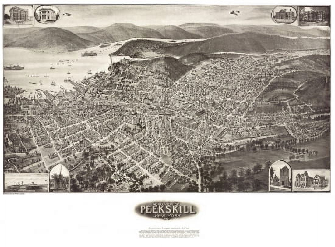 Vintage Map of Peekskill New York 1911 Westchester County Canvas Art - (18 x 24)