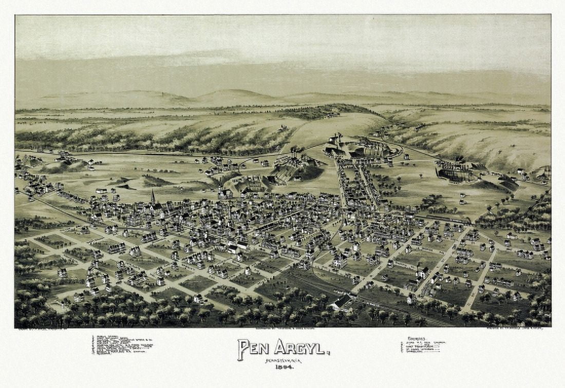 Vintage Map of Pen Argyl Pennsylvania 1894 Northampton County Canvas Art - (36 x 54)
