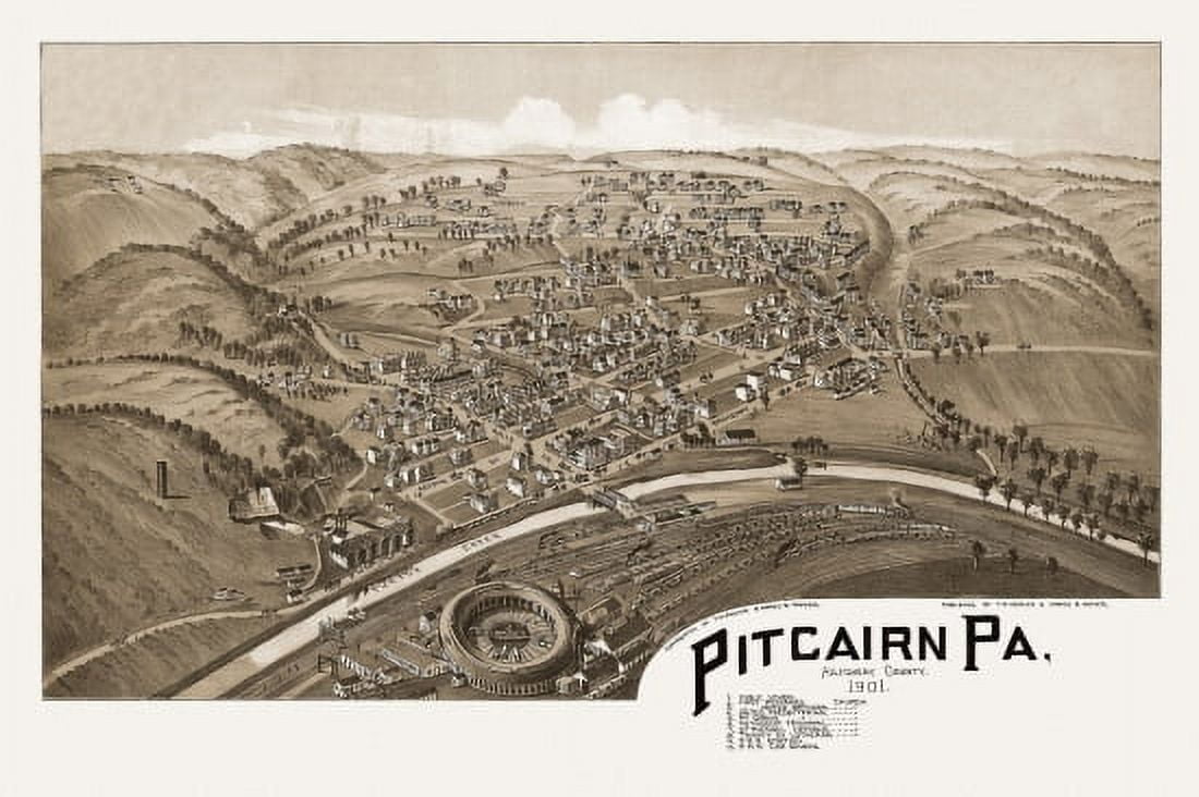 Vintage Map of Pitcairn Pennsylvania 1901 Allegheny County Canvas Art - (36 x 54)