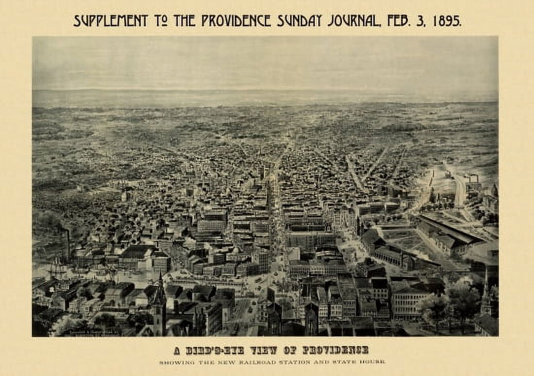 Vintage Map of Providence Rhode Island 1895 Providence County Canvas Art -  (18 x 24)