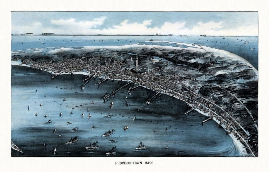 Vintage Map of Provincetown Massachusetts 1910 Barnstable County Canvas Art -  (18 x 24)