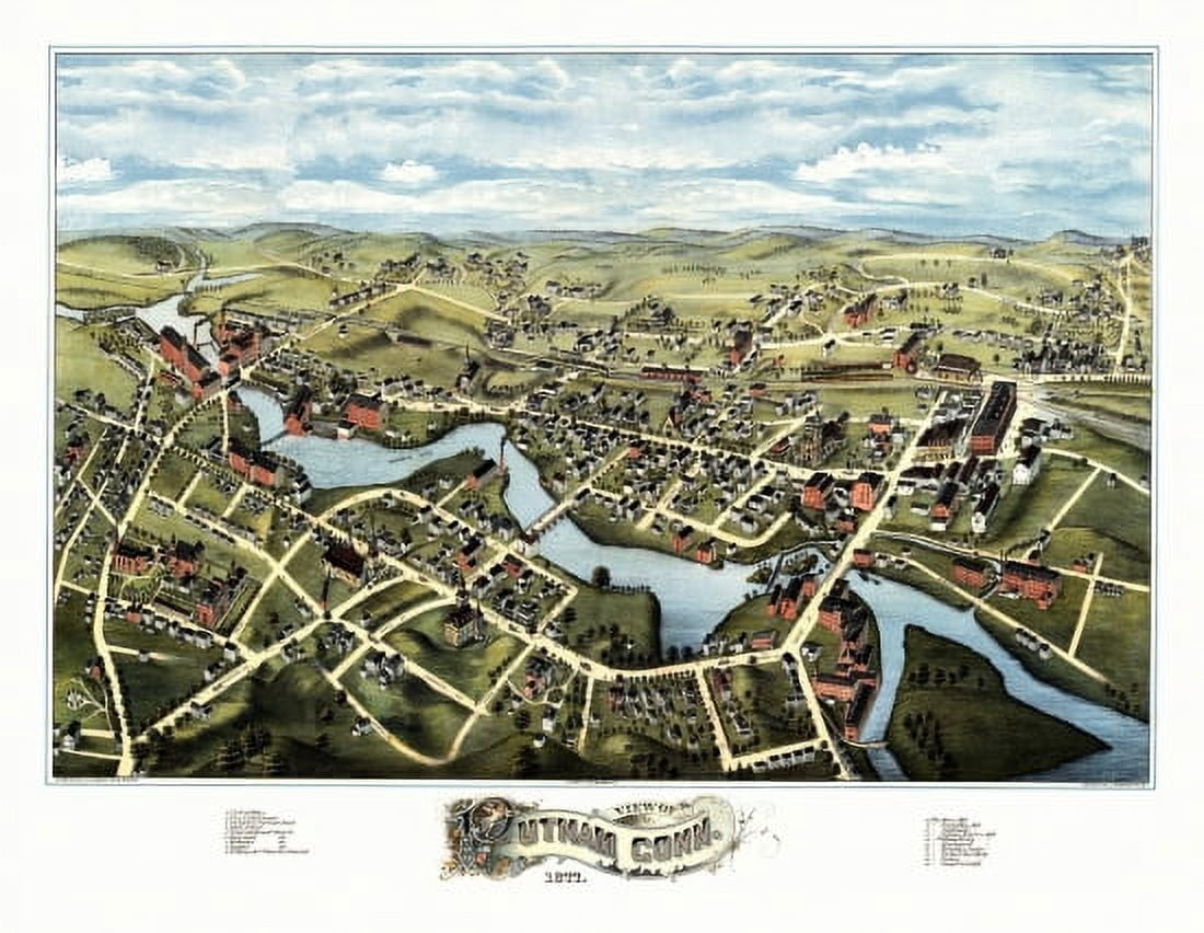 Vintage Map of Putnam Connecticut 1877 Windham County Canvas Art - (18 x 24)