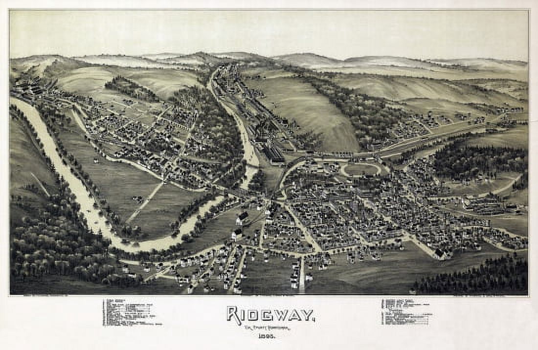 Vintage Map of Ridgway Pennsylvania 1895 Elk County Canvas Art - (24 x 36)
