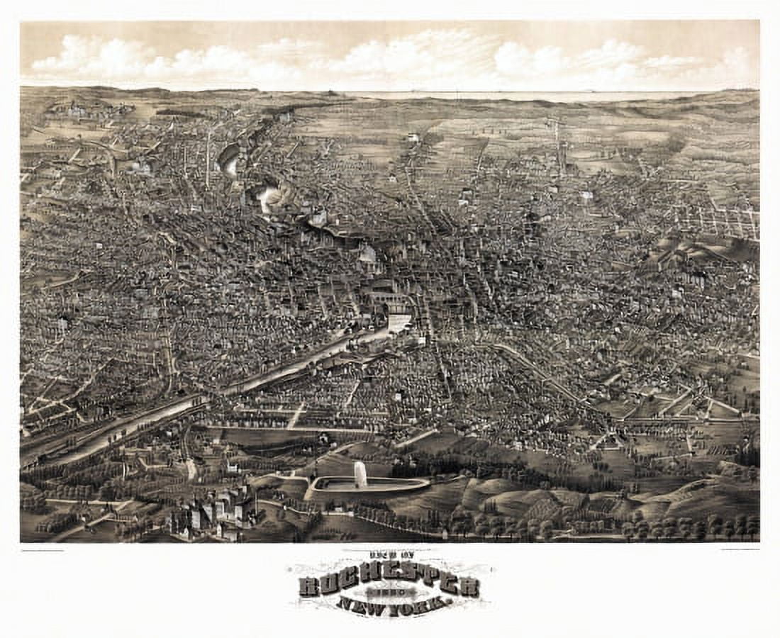 Vintage Map of Rochester New York 1880 Monroe County Canvas Art - (36 x 54)