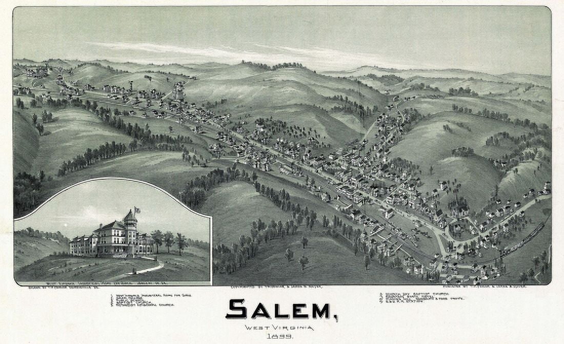 Vintage Map of Salem West Virginia 1899 Harrison County Canvas Art - (24 x 36)