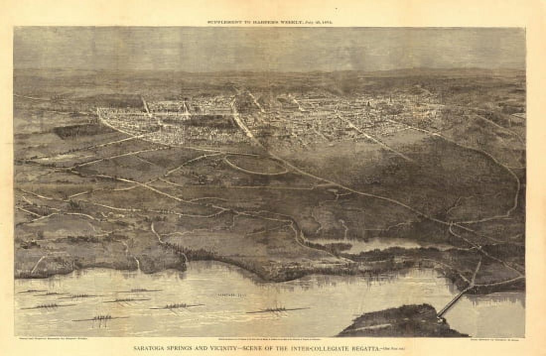 Vintage Map of Saratoga Springs New York 1874 Saratoga County Canvas Art - (18 x 24)