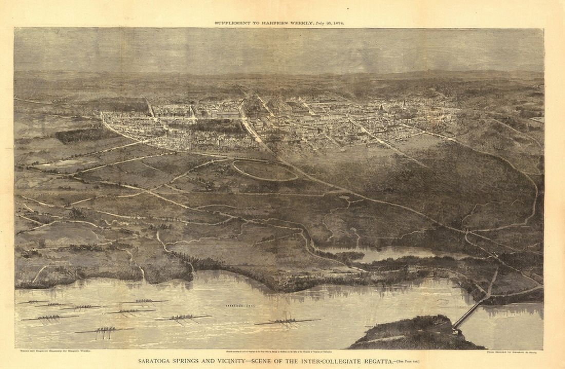 Vintage Map of Saratoga Springs New York 1874 Saratoga County Canvas Art - (24 x 36)