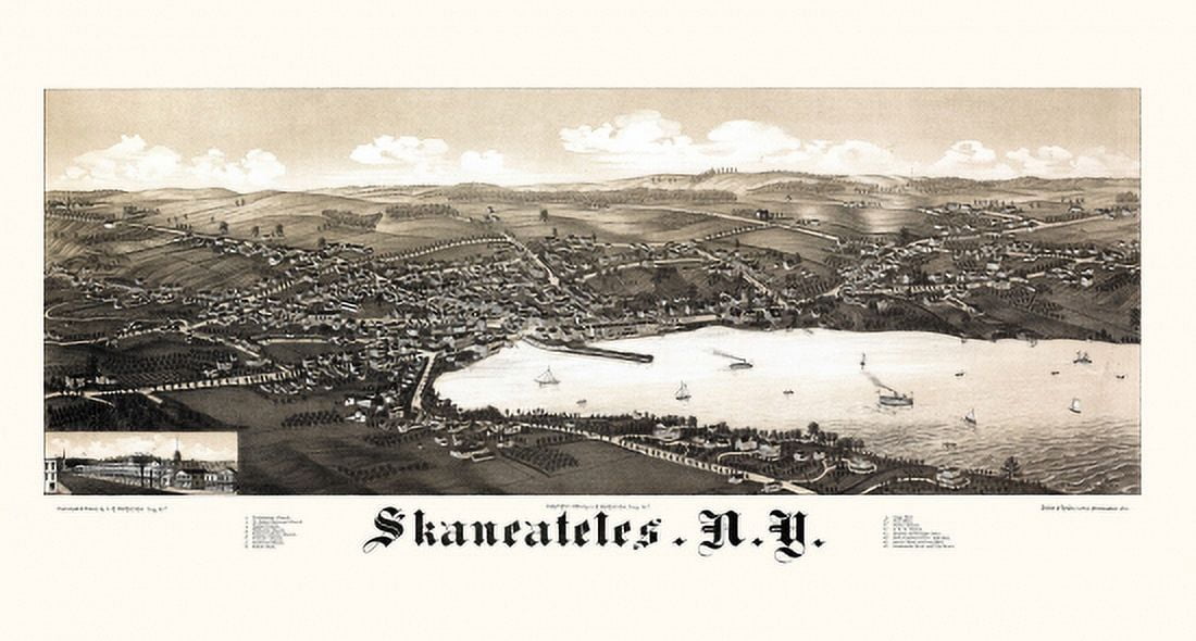 Vintage Map of Skaneateles New York 1884 Onondaga County Canvas Art -  (18 x 24)