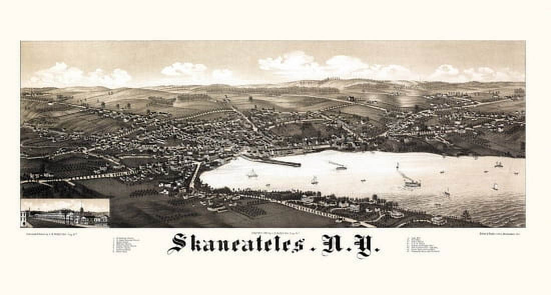 Vintage Map of Skaneateles New York 1884 Onondaga County Canvas Art - (24 x 36)
