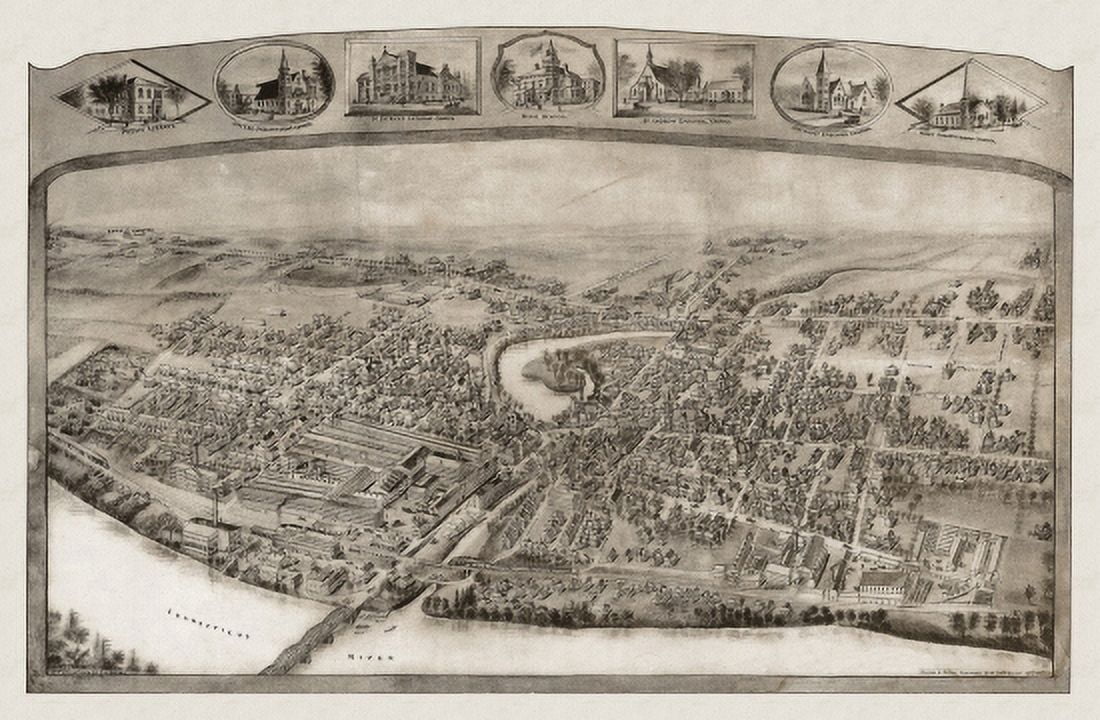 Vintage Map of Thompsonville Connecticut 1908 Hartford County Canvas Art - (24 x 36)