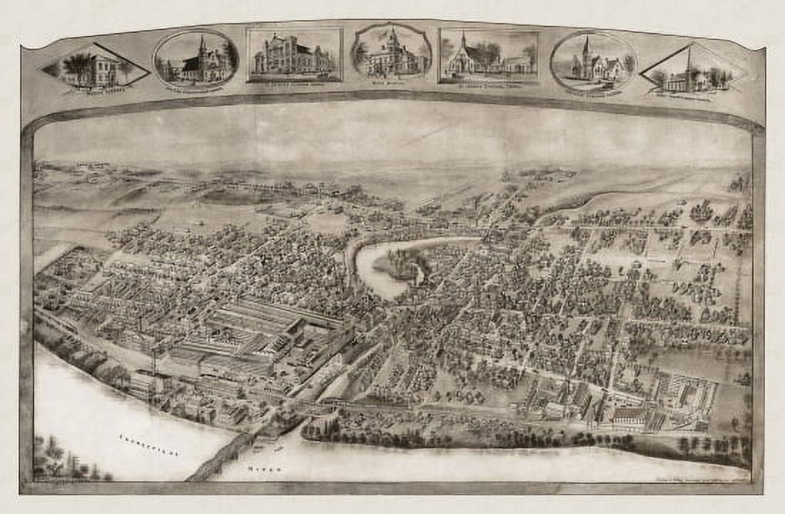 Vintage Map of Thompsonville Connecticut 1908 Hartford County Canvas Art - (36 x 54)