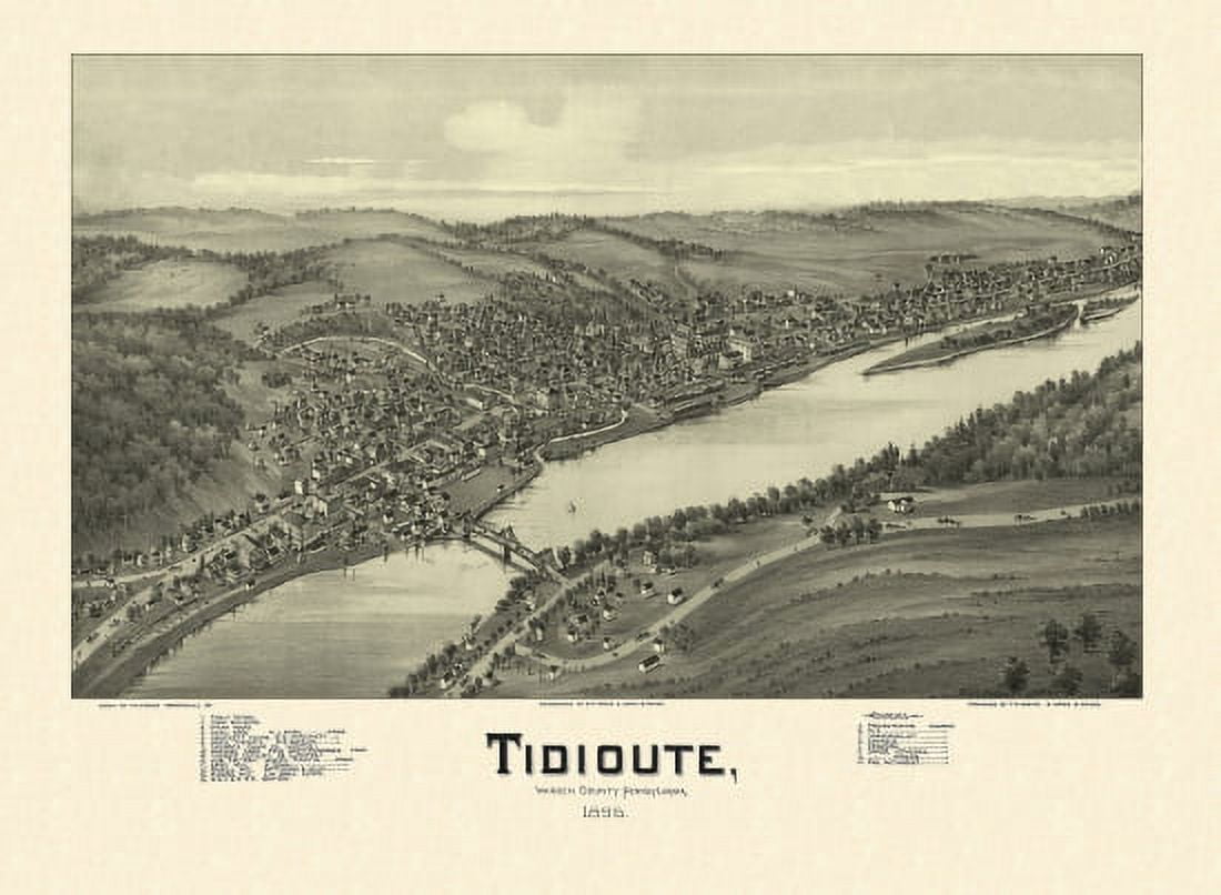 Vintage Map of Tidioute Pennsylvania 1896 Warren County Canvas Art - (18 x 24)