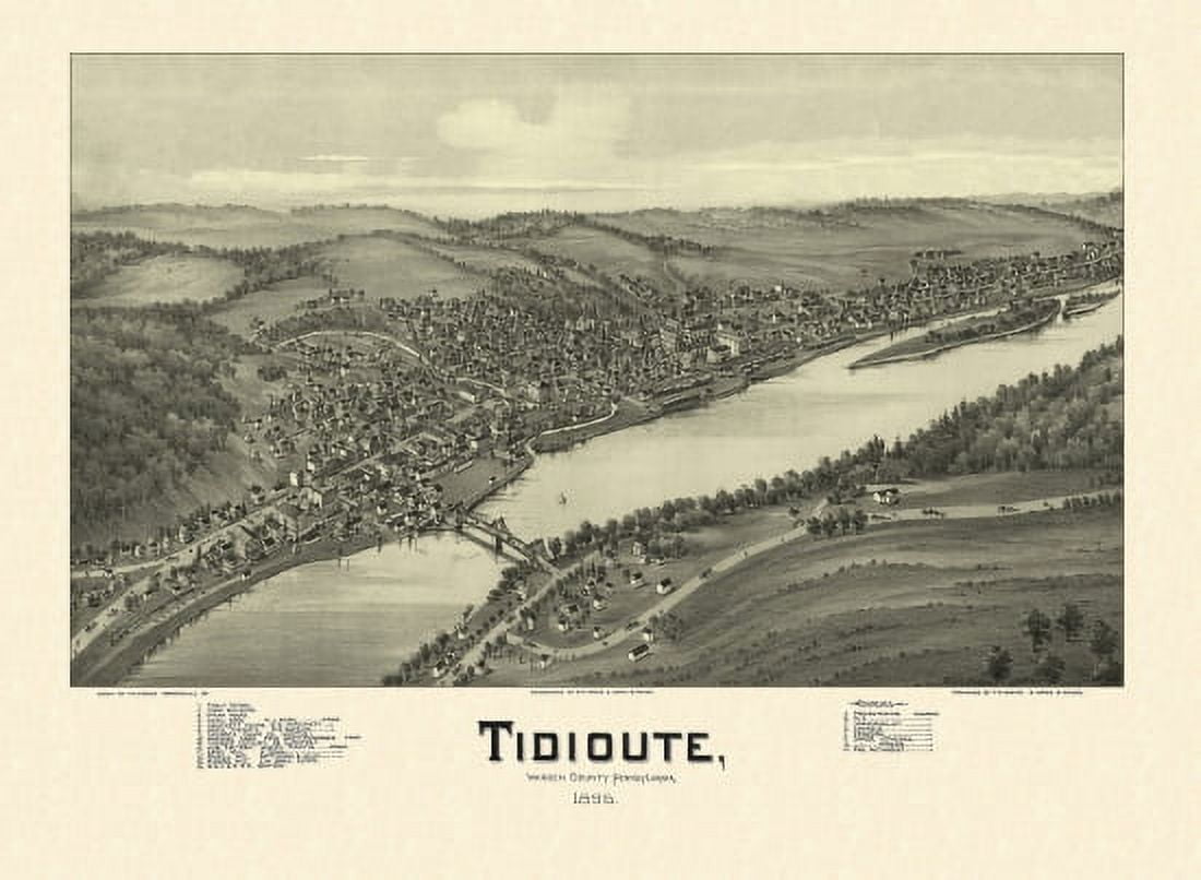 Vintage Map of Tidioute Pennsylvania 1896 Warren County Canvas Art - (24 x 36)