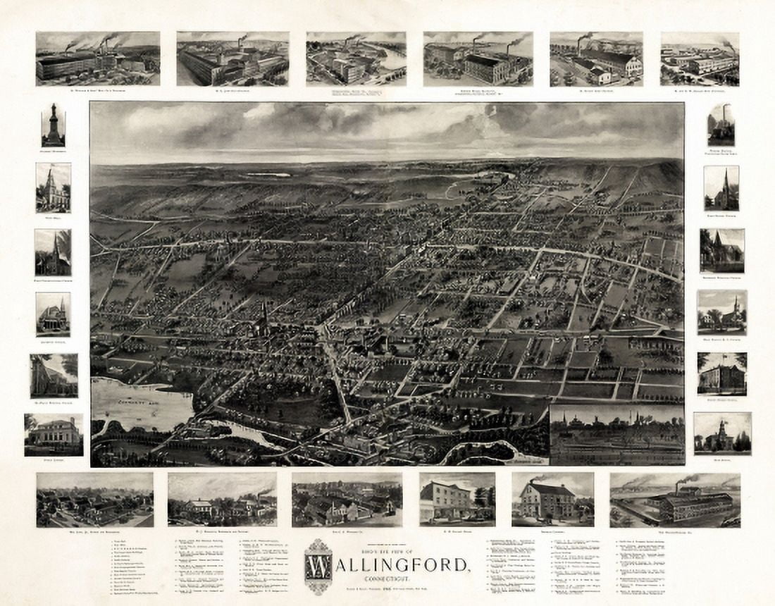 Vintage Map of Wallingford Connecticut 1904 New Haven County Canvas Art - (24 x 36)