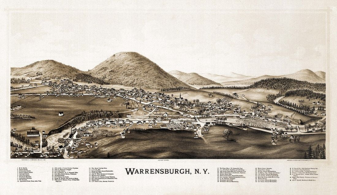 Vintage Map of Warrensburgh New York 1891 Warren County Canvas Art - (24 x 36)