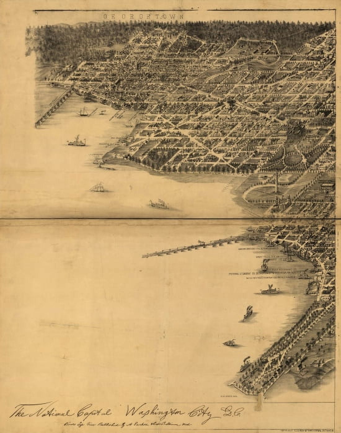 Vintage Map of Washington City Washington DC 1883 County Canvas Art - (24 x 36)