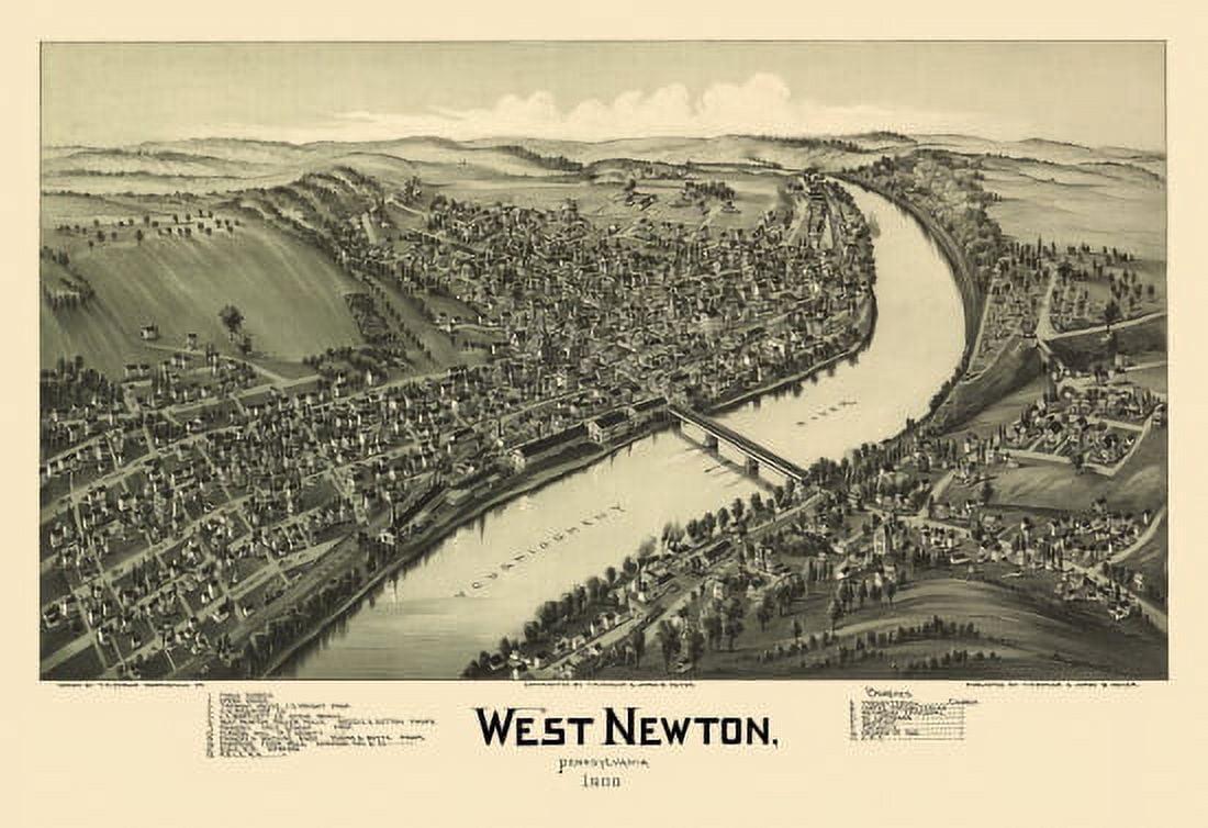 Vintage Map of West Newton Pennsylvania 1900 Westmoreland County Canvas Art - (18 x 24)