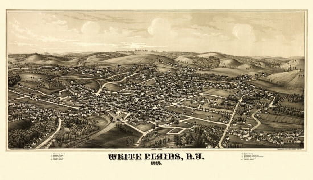 Vintage Map of White Plains New York 1887 Westchester County Canvas Art - (18 x 24)