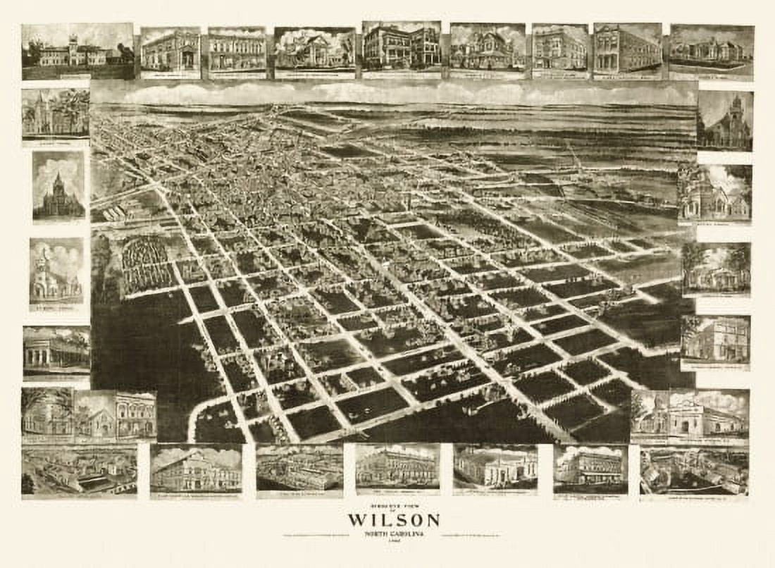 Vintage Map of Wilson North Carolina 1908 Wilson County Canvas Art - (24 x 36)