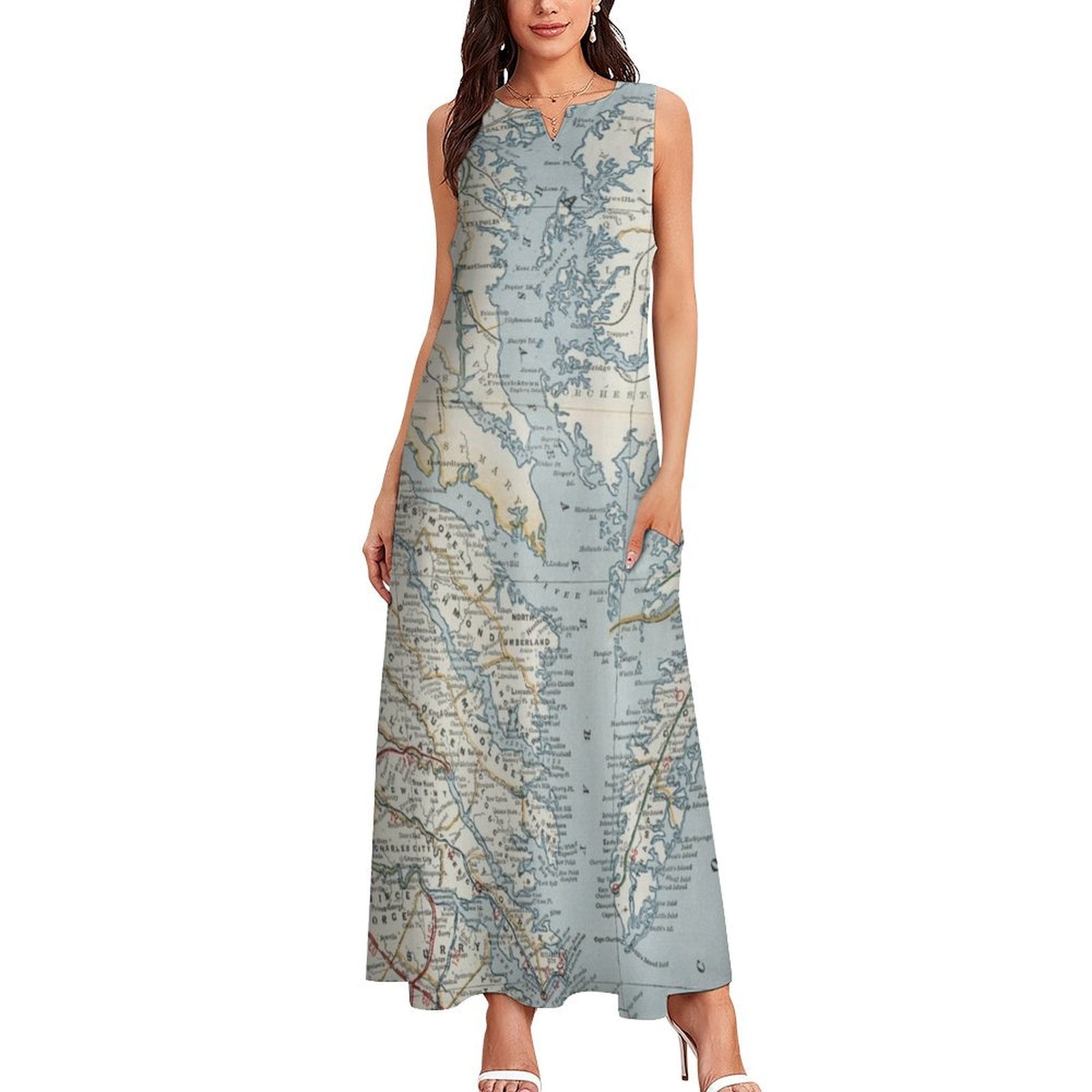 Vintage Map of the Chesapeake Bay (1901) Long Dress wedding dresses for