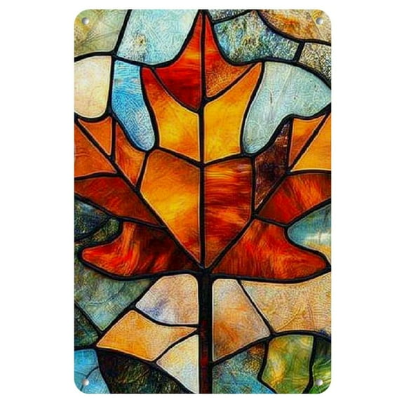 Vintage Maple Leaf Metal Wall Art, Rustic Sign for Home & Garage Decor, Retro Style, Easy to Hang, No Power Required, Versatile Indoor/Outdoor Use, Metal Outdoor Decor, YNLLOOFA, Metal Sign