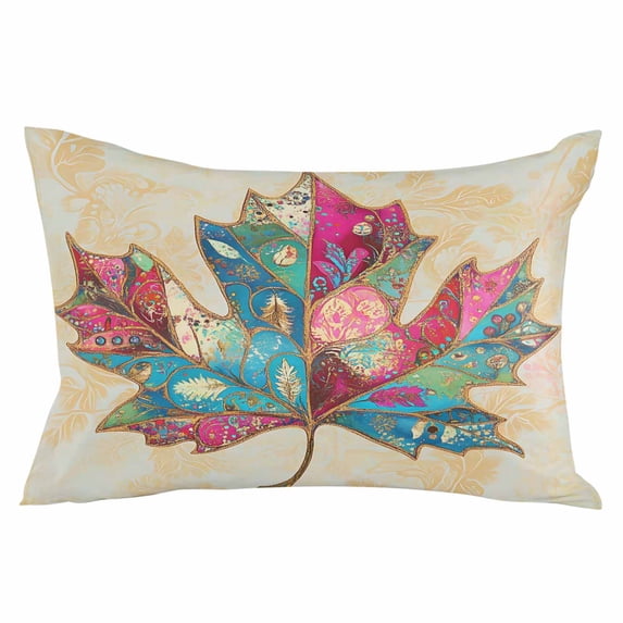 Vintage Maple Leaf Throw Pillow Cover 16 x 24 Inch Decorative Pillow Cover Summer Autumn Leaves Botanical Lumbar Pillowcase Seasonal Rectangle Cushion Case for Couch Sofa Bed Living Room