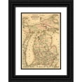 thumbnail image 1 of Vintage Maps 11x14 Black Ornate Wood Framed with Double Matting Museum Art Print Titled - Railroads of Michigan 1874, 1 of 4