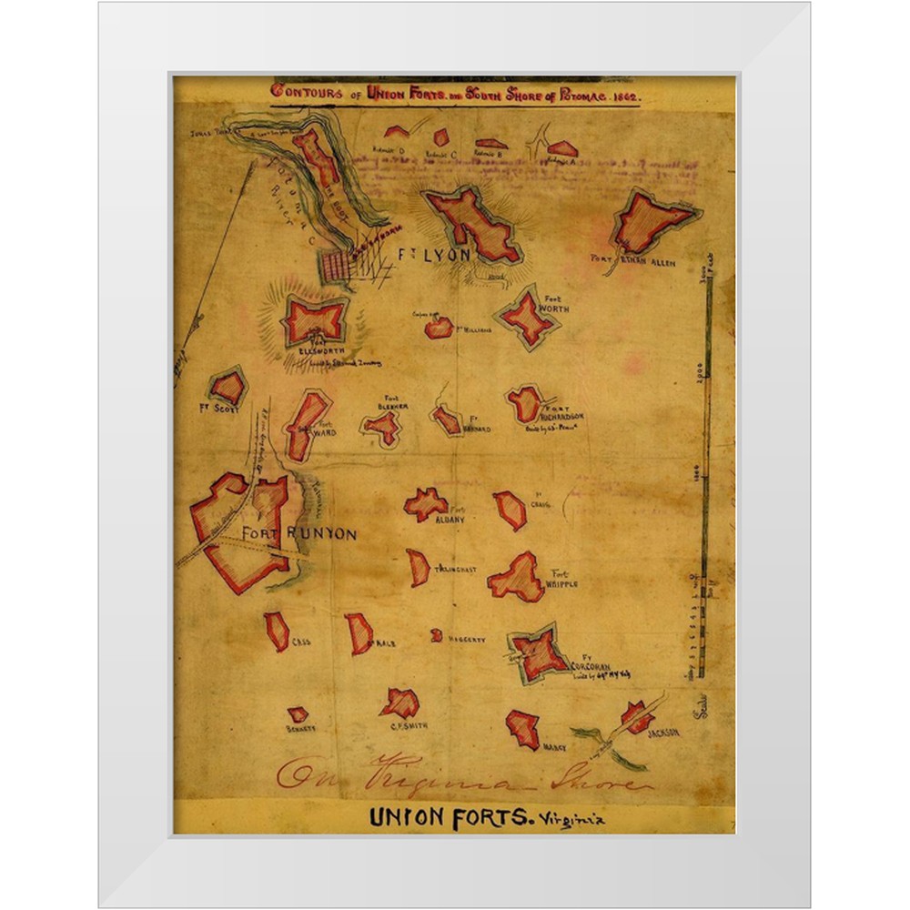 Vintage Maps 11x14 White Modern Wood Framed Museum Art Print Titled ...