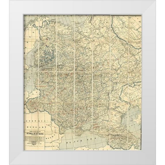 Vintage Maps 12x13 White Modern Wood Framed Museum Art Print Titled - Russia in 1918 during WWI