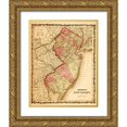 thumbnail image 1 of Vintage Maps 12x14 Gold Ornate Wood Framed with Double Matting Museum Art Print Titled - New Jersey 1862, 1 of 4