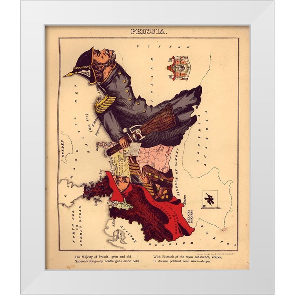 Vintage Maps 12x14 White Modern Wood Framed Museum Art Print Titled ...