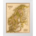 thumbnail image 1 of Vintage Maps 12x14 White Modern Wood Framed Museum Art Print Titled - Sweden and Norway 1844, 1 of 4