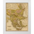 thumbnail image 1 of Vintage Maps 12x14 White Modern Wood Framed Museum Art Print Titled - Turkey Greece 1844, 1 of 4