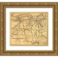 thumbnail image 1 of Vintage Maps 13x12 Gold Ornate Wood Framed with Double Matting Museum Art Print Titled - Geneva and Hornellsville Railroad 1875, 1 of 4