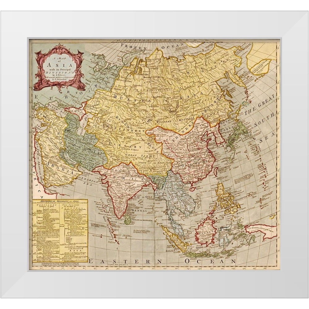 Vintage Maps 13x12 White Modern Wood Framed Museum Art Print Titled ...